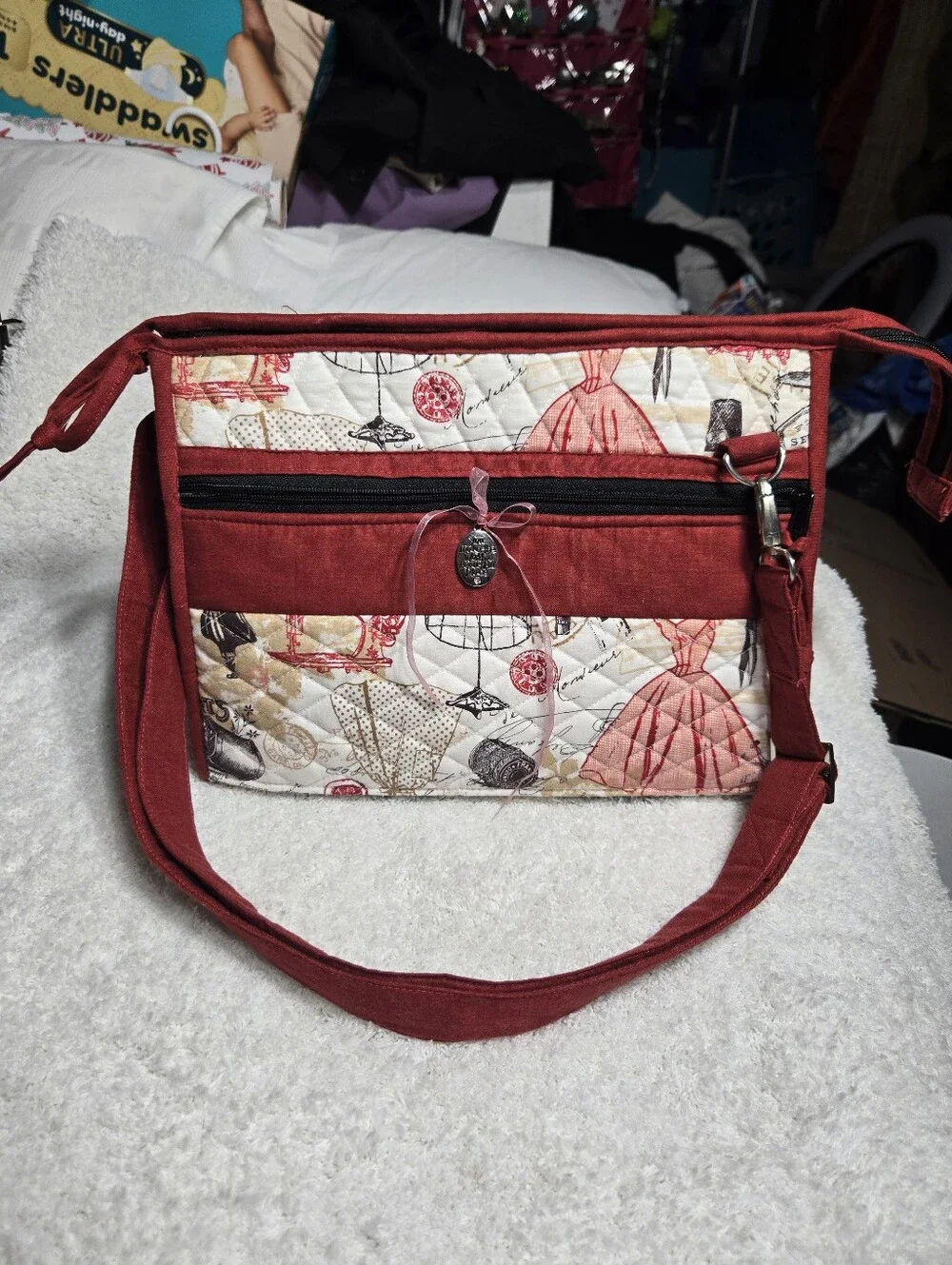 Dressmaker Handmade Crossbody Bag Quilted Fabric